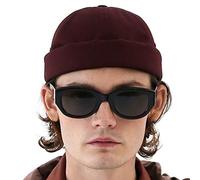 UNDERCONTROL Vintage-Mütze ohne Krempe, Fischerhut, Leon, gerollter Umschlag, Harbour, Miki-Totenkopf, Docker-Mütze mit Lederriemen für Damen und Herren, Made in Korea (Weinrot)