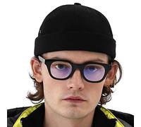 UNDERCONTROL Vintage-Mütze ohne Krempe, Fischerhut, Leon, gerollter Umschlag, Harbour, Miki-Totenkopf, Docker-Mütze mit Lederriemen für Damen und Herren, Made in Korea (schwarz)