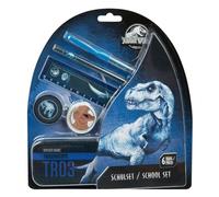 Undercover Schulset Jurassic World – inkl. Metallasche, Radiergummi & Spitzer – Mehrfarbig Medium
