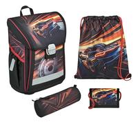 Undercover Curve Schulranzen Set Speed Racer - ca. 23 Liter Stauraum - ergonomische Rückenpolster - angebrachte Reflektoren - Jungen - Schulranzen Set 1. Klasse