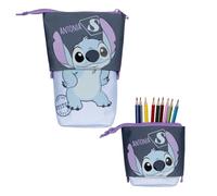 Undercover Federmappe Disney Stitch - Personalisiert mit Namen - Gefüllte Federtasche mit Inhalt für Kinder - (Schüleretui 2in1 Lila)