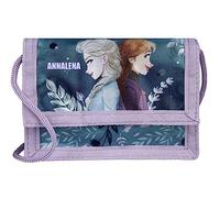 Undercover Geldbeutel Frozen mit Namen personalisiert | Geldbörse Mädchen zum Umhängen | personalisierbares Portemonnaie Brustbeutel Kinder mit Sichtfenster für Busausweis Fahrkarte