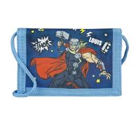 Undercover Geldbeutel Marvel Avengers Superhelden - Personalisiert mit Name - Geldbörse zum Umhängen Jungen - Blau mit Umhängeband