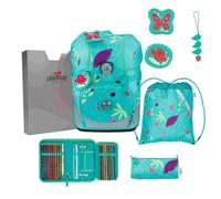 DerDieDas Schulranzen ErgoFlex Tiny Set 6-teilig Butterfly Garden türkis