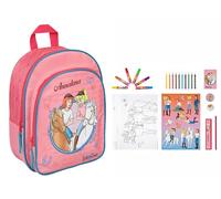 Undercover Kindergartenrucksack Bibi & Tina Mädchen - Personalisiert mit Name - Set Pferde Kinderrucksack mit Mal- und Schreibturm 35-TLG.