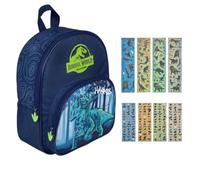 Undercover Kindergartenrucksack Jurassic World Dinosaurier, Personalisiert mit Name, Geschenk Set Kinderrucksack mit Stickerturm Jungen