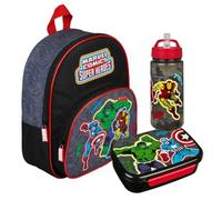 Undercover Kindergartenrucksack Set Marvel Avengers Jungen - Personalisiert mit Name - Kinderrucksack im Set mit Trinkflasche Brotdose