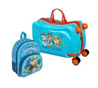 Undercover Kinderkoffer Ride-On Paw Patrol, Koffer Set mit Kinderrucksack, Personalisiert mit Name, Trolley zum Draufsitzen, Handgepäck Reisekoffer