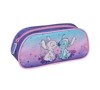 Undercover Lilo & Stitch Federmäppchen für Kinder, Schlamperetui mit Stitch und Angel Design, Lila Pink Blau, 22,5 x 9,5 x 9 cm, für Schule