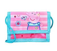 Undercover Peppa Wutz Pig Geldbeutel Brustbeutel Jungen, Mädchen │Kinder Geldbörse mit Kordelband, Klettverschluss 8 x 13 cm, Pink, Blau