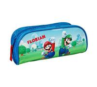 Undercover Schlamper-Mäppchen mit Name Kinder Schule | Personalisierte Stiftemappe für Jungen | Schüler-Etui Schlampermappe Mario & Luigi