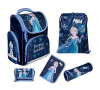 Undercover Schulranzen Set 1. Klasse, Personalisierter Inhalt mit Name, Schultasche Mädchen Grundschule, Disney Frozen ELSA Navy