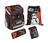 Undercover Schulranzen Set 5-TLG Jungen 1. Klasse Grundschule | Mit personalisiertem Inhalt Turnbeutel Federmappe mit Name | Motiv Star Wars in schwarz