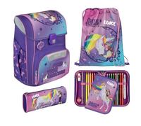 Undercover Schulranzen Set 5-TLG. Mädchen 1. Klasse, Mit personalisiertem Zubehör Turnbeutel Federmappe für Grundschule, Schultasche Unicorn Academy, 19L