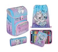 Undercover Schulranzen Set 5-TLG. Mädchen 1. Klasse, Mit personalisiertem Zubehör Turnbeutel Federmappe für Grundschule, Schultasche Lilo & Stitch, 19L