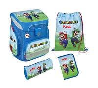 Undercover Schulranzen Set 5-TLG Super Mario und Luigi Jungen 1. Klasse - Mit personalisiertem Inhalt - Schultasche mit Turnbeutel Federmappe für Grundschule