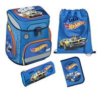 Undercover Schulranzen Set Hot Wheels 5-tlg Jungen 1. Klasse - Mit personalisiertem Inhalt - Schultasche mit Turnbeutel Federmappe für Grundschule