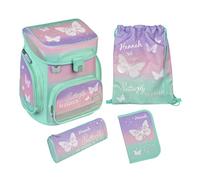 Undercover Schulranzen Set Schmetterling 5-TLG Mädchen 1. Klasse - Mit personalisiertem Inhalt - Schultasche Butterfly mit Turnbeutel Federmappe für Grundschule
