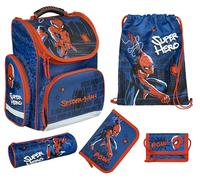 Undercover - Spider Man Schulranzen Set Clou - 1. Klasse Grundschule - mehrteiliges Set mit Geldbeutel, Sportbeutel, Schlamperetui und Schüleretui - Jungen