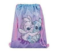 Undercover Turnbeutel Disney Stitch & Angel, Personalisiert mit Name, Sportbeutel Rucksack Mädchen Kinder, Beutel Wechselwäsche Kita Kindergarten zum Zuziehen