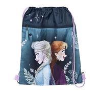 Undercover Turnbeutel Frozen 2 mit Elsa & Anna - Schuhbeutel Mädchen zum Zuziehen mit Sicherheitsverschluss & Reißverschluss Fronttasche - 32 x 41 cm