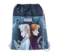 Undercover Turnbeutel FROZEN für Mädchen mit Name | Personalisierter Schuhbeutel mit Elsa Anna in blau für Kinder | Sportbeutel zum Zuziehen Kinderrucksack inkl. Wunschaufdruck