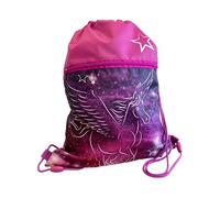 Undercover Turnbeutel Mädchen mit Pegasus - Schuhbeutel zum Zuziehen mit Sicherheitsverschluss und Reißverschluss Fronttasche - 32 x 41 cm