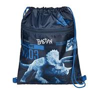 Undercover Turnbeutel mit Name für Kinder | Motiv Dinosaurier in Blau inkl. Namensdruck | Schuhbeutel Sporttasche Zuziehbeutel mit Kordel für Jungen | Personalisierter Rucksack Dino