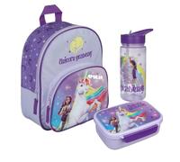 Undercover Unicorn Academy Kindergarten Set 3-teilig, Personalisierter Rucksack mit Namen, Brotdose & Trinkflasche, Einhorn Fanartikel Mädchen, Geschenk Kita Vorschule