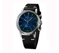 Undone "Urban Mystique Mercury Hybrid Chronograph Quarz Mechanische Edelstahl Blau Leder Schwarz Herren Uhr