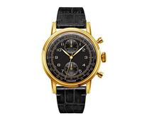 Undone "Urban Navy Chronograph Hybrid Quarz Mechanisch Edelstahl IP Gold Leder Schwarz Vintage Herren Uhr