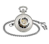 Unendlich U 12 Sternbilder Sternzeichen Herren Unisex Analog Klassische Taschenuhr mit Halskette Kette Retro Römische Ziffern Handaufzug Mechanische Kettenuhr