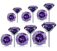 Unendlich U 925 Sterling Silber 12 Stk 4-10mm 4 Klaue Lila Zirkonia Ohrstecker Set Gestüt Stecker Ohrringe Ohrschmuck für Damen Mädchen, 6 Paare