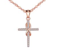 Unendlich U 925 Sterling Silber Damen Fashion Kreuz Unendlichkeit Symbol Anhänger Kettenanhänger Halskette Zirkonia Infinity