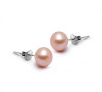 Unendlich U Fashion 925 Sterling Silver 9mm Freshwater Pink 8-9mm Perle für Damen Kinder Ohrringe Ohrstecker Earrings Ohrklemme Ohrschmuck