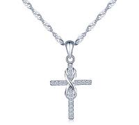 Unendlich U Fashion Kreuz Unendlichkeit Symbol Damen Halskette 925 Sterling Silber Zirkonia Anhänger Kettenanhänger, Silber
