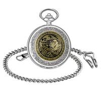 Unendlich U Fashion Retro Handaufzug Mechanische Taschenuhr Chinesisch Drache-Totem Weißes/Schwarzes Zifferblatt Hohle Skelett Kettenuhr Pullover Halskette Geschenkbox für Weihnachten Vatertag