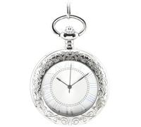 Unendlich U Fashion Retro Handaufzug Mechanische Taschenuhr Lupe Hohle Skelett Kettenuhr Pullover Halskette Weißes Zifferblatt Silber