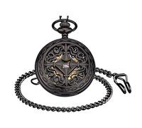 Unendlich U Herren Unisex Retro Taschen Uhr Römische Ziffern Skala Analog Taschenuhr Handaufzug Mechanisch Handaufzug Edelstahl Skelett Kettenuhr