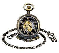 Unendlich U Herren Unisex Taschenuhr Klassische Digital Dial Retro Handaufzug Mechanische Taschenuhren Skelett Kettenuhr mit kurzer Kette Pullover Halskette Geschenkbox für Weihnachten Vatertag