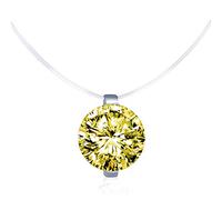 Unendlich U Kreativ Solitär Kette 925 Sterling Silber Gelb Zirkonia Damen Halskette Anhänger Transparente Angelleine Nylonkette