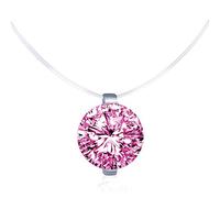 Unendlich U Kreativ Solitär Kette 925 Sterling Silber Rosa Zirkonia Damen Halskette Anhänger Transparente Angelleine Nylonkette