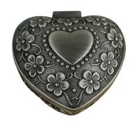 Unendlich U Luxus Schmuckkästchen Retro Style Antique Herz-Form und Leaf Clover mit klein schmuckkasten für Damen, Reines Zinn-Schmuckstück, Silber