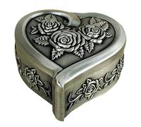 Unendlich U Luxus Schmuckkästchen Retro Style Antique Herz und Rose mit klein schmuckkasten für Damen,Reines Zinn-Schmuckstück,Silber