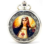 Unendlich U Madonna Maria Blessed Virgin Mary Retro Handaufzug Mechanische Taschenuhr Hohle Skelett Kettenuhr Pullover Halskette