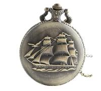 Unendlich U Retro Ancient Sailboat/Warships/Pirate Ship mit groß Quarz Taschenuhr mit arabischen Ziffern