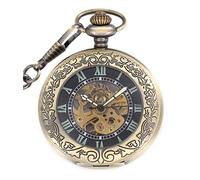 Unendlich U Retro Automatisch Selbstaufzug Mechanische Taschenuhr Leuchtzifferblatt Hohle Skelett Kettenuhr Pullover Halskette Gold