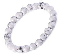 Unendlich U Retro Simpel Damen Herren Buddha Armband Armreif 9mm Energie-Stein Kugeln Perlen Gebet Mala Stretch Energiearmband, Weiß