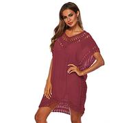 Uni-Wert Damen Strandkleid Spitze Bikini Cover Up Sexy Boho Strandponcho Oversize Sommerkleider