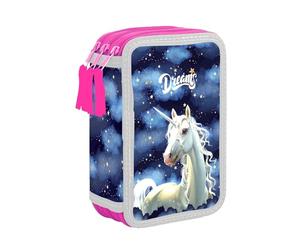 Unicorn Pegasus Pferd Pony Einhorn Federmappe 3-Fach Dreistöckige Federtasche Federmäppchen mit Sticker-von-Kids4shop